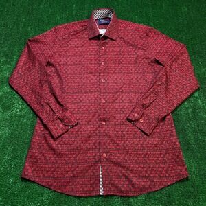 Azaro Uomo Shirt Performance Slim Fit Stretch Red Black Men Size M